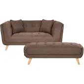 Beliani HABO - 2-zitsbank met ottomaan - Bruin - Polyester