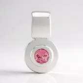 Cavill - Zilveren Hanger - 925 Sterling Zilver met Palladium - Braziliaanse Roze Toermalijn 0,14 ct - Ronde Bezel Zetting - Elegante Unisex Sieraad