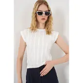 Big Dart Gestructureerde Ribbels Pull-On Blouse