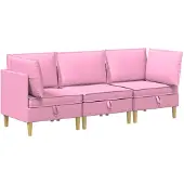 vidaXL Modulaire bankset met opslag 3 st Roze Stof