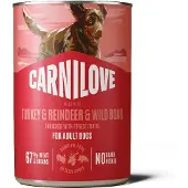 Carnilove kalkoen met rendier en wild zwijn natvoer hond (blik) 2 trays (12 x 400 g)