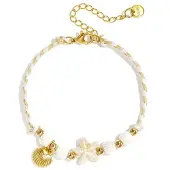 Yehwang Armband met kralen van touwmotief, zeester en schelp Beige