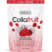 Pure Gold CollaFruit Rundercollageen Poeder – 300g – 25 Porties – 4 Types Collageen met Echte Vruchtstukjes, Vitamine C, A, Zink & Selenium – Aardbei