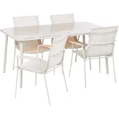 Beliani CARAVINO - Tuinset 4-zits - Lichtbeige - Mesh/Staal/Glas