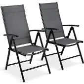 Bauhaus 2 tuinstoelen, model A-026, inklapbaar, draagvermogen tot 120 kg, zwart/grijs