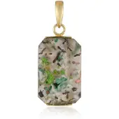 Cavill - 925 Sterling Zilver Hanger - Venus Chalcedoon 14,4 ct - Achthoekige Cabochon - 18K Goud Verguld - Elegant & Uniek Indonesisch Design