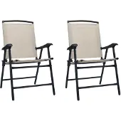 vidaXL Tuinstoelen inklapbaar 2 st textileen crème