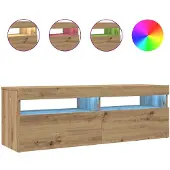 vidaXL Tv-meubel met LED 120x35x40 cm bewerkt hout artisanaal eiken