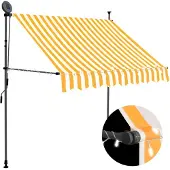 vidaXL Luifel handmatig uitschuifbaar met LED 150 cm wit en oranje