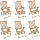 vidaXL Tuinstoelen 6 st verstelbaar massief teakhout