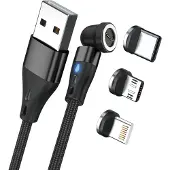 RealPower 439628 Magnetic cable 3 Amp,20cm,schwarz mit Adaptern