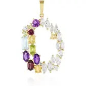 Cavill - Zilveren Hanger met Hemelblauwe Topaas 0,45 ct & Amethist 0,81 ct - 925 Sterling Zilver Verguld - Elegante Edelsteen Hanger Blauw
