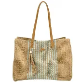 Enrico Benetti Rieten Strandtas Capri Licht Blauw
