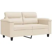 vidaXL Tweezitsbank 120 cm microvezelstof beige