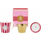 Pip studio Theeset Home Tea For One Love Birds Medallion Stripes Red-Pink