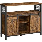 Vasagle Dressoir met 2 schuifdeuren, Vintagebruin + zwart