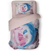 Eleganzzz Kinder Dekbedovertrek Micropercal Yin Yang Dolphin - multi 140x200/220cm