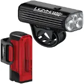 Lezyne Macro Drive 1400+ / Strip Drive Pro 400+ Paar Fietslampen Zwart || Maat: Voor- en achterlicht