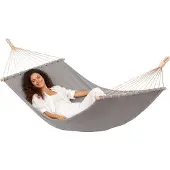 AMANKA XXL Hangmat met Spreidstok 200x120 cm Grijs - Dubbele Hangmat 2 Personen Indoor Outdoor 100% Katoen Balkon Tuin Terras Camping Reishangmat Schommel Ligmat XL