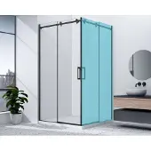 Gelco Dragon Black Douche schuifdeur met hoekinstap 90cm, helder glas