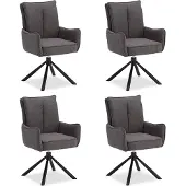 Homestyle4u Eetkamerstoelen - Set van 4 - Draaibaar - met armleuningen - Antraciet