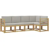 Syfax Buiten bankenset met kussen 5 pcs Wit en Lichtgrijs