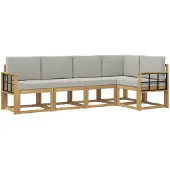 Syfax Buiten bankenset met kussen 5 pcs Wit en Lichtgrijs