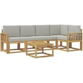 vidaXL Buiten bank set 6 st Wit en Lichtgrijs