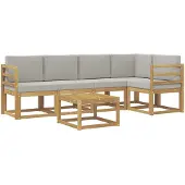 vidaXL Buiten bank set 6 st Wit en Lichtgrijs