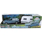 Kids Globe Volvo EX90 met Dethleffs caravan die cast pull back 30 cm