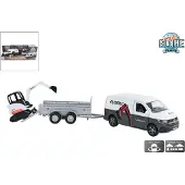Kids Globe VW Transporter met minigraver die cast pull back 27cm