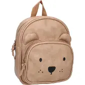 Kidzroom Beary Excited - Kinder rugzak - 6,5 liter - 29 x 23 x 8 cm - Vegan leather met berenoortjes - Beer - Beige