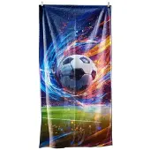 Mariall Kleurrijke strandlaken 100x180 cm voetbal – microvezel – sneldrogend