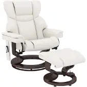 HOMCOM -Relaxsessel mit Fußhocker-Kunstleder, Stahl-79B x 82T x 101H cm-Cremeweiß