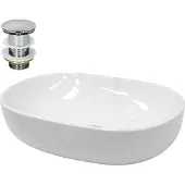 LuxeBath Wastafel 600x420x145 mm van keramiek incl. afvoerset zonder overloop