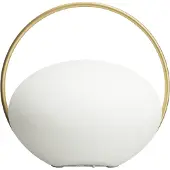 UMAGE LED tafellamp Orbit, wit/messing, IP44, CCT dimbaar, wit / opaal, Woon-/ Eetkamer, Kunststof, Design
