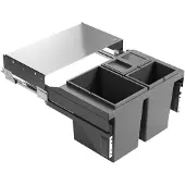 Hailo Euro Cargo Soft Short Front afvalsysteem voor kastbreedte 60cm grijs 40 liter (1 x 20 + 2 x 10)
