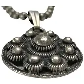 Zeeuws Meisje - Hangertje Zeeuws knoopje 18 mm met bolletjesketting, zwaar verzilverd Hanger