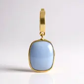 Cavill - Zilveren hanger verguld - Blauwe Opaal Peru 2,025 ct - Antieke cabochon - Minimalistische rechthoekige hanger 21x9 mm