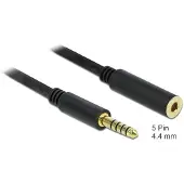 DeLOCK 4,4mm Jack verlengkabel | gebalanceerd stereo (5-polig) | AWG24 | verguld | 5 meter