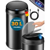 Monzana Sensor afvalbak Zwart roestvrij staal 30 liter