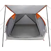 vidaXL Huisje Tent Grijs en Oranje 6-persoons Polyester en Staal