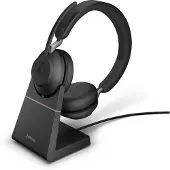Jabra Evolve2 65 headset, stereo, draadloos, Bluetooth, zwart inclusief Link 380 USB-C & oplaadstation, geoptimaliseerd voor Unified Communication