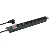 Helos 19 Steckdosenleiste PROFESSIONAL, 8-fach, schwarz, 2,0m, mit Schalter