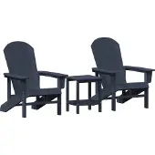 vidaXL Tuinstoel 3 st Marineblauw Polyetheen