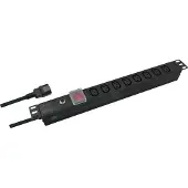 Helos 19-inch stekkerdoos PROFESSIONAL, 8-voudig C13, zwart, 2,0 meter, met schakelaar
