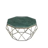 Invicta Elegante salontafel DIAMOND 70cm groen messing met marmeren blad - 40392