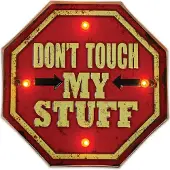 Forever Retro metalen bord met LED-verlichting, met de tekst "Don't Touch Forever"