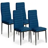 Modernhome LR-1494 Set van 4 eetkamerstoelen VELVET, blauw