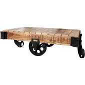 Invicta Solide design salontafel RAILWAY 110cm mangohout met 4 wielen - 36788